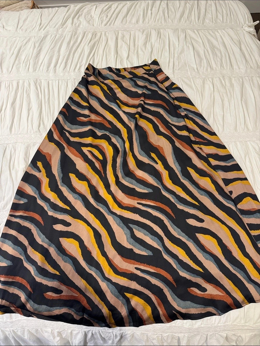 ANONYMLE designs Abstract Print Maxi Skirt in Black & Yellow Size Medium 6-8